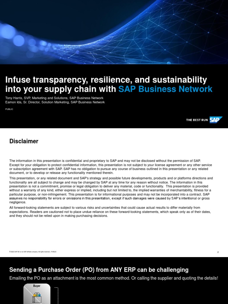 Sap Business Network Solution Overview Pdf Supply Chain Logistics