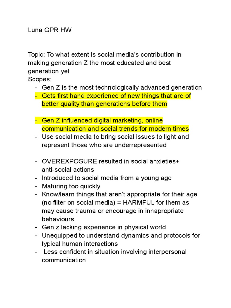 Impact of Social Media on Gen Z Education | PDF | Career & Growth ...