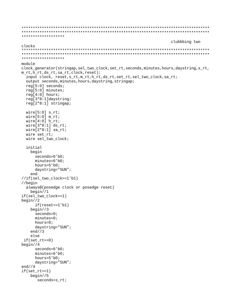 Verilog Code of Clubbing Two Clocks PDF Computer Engineering