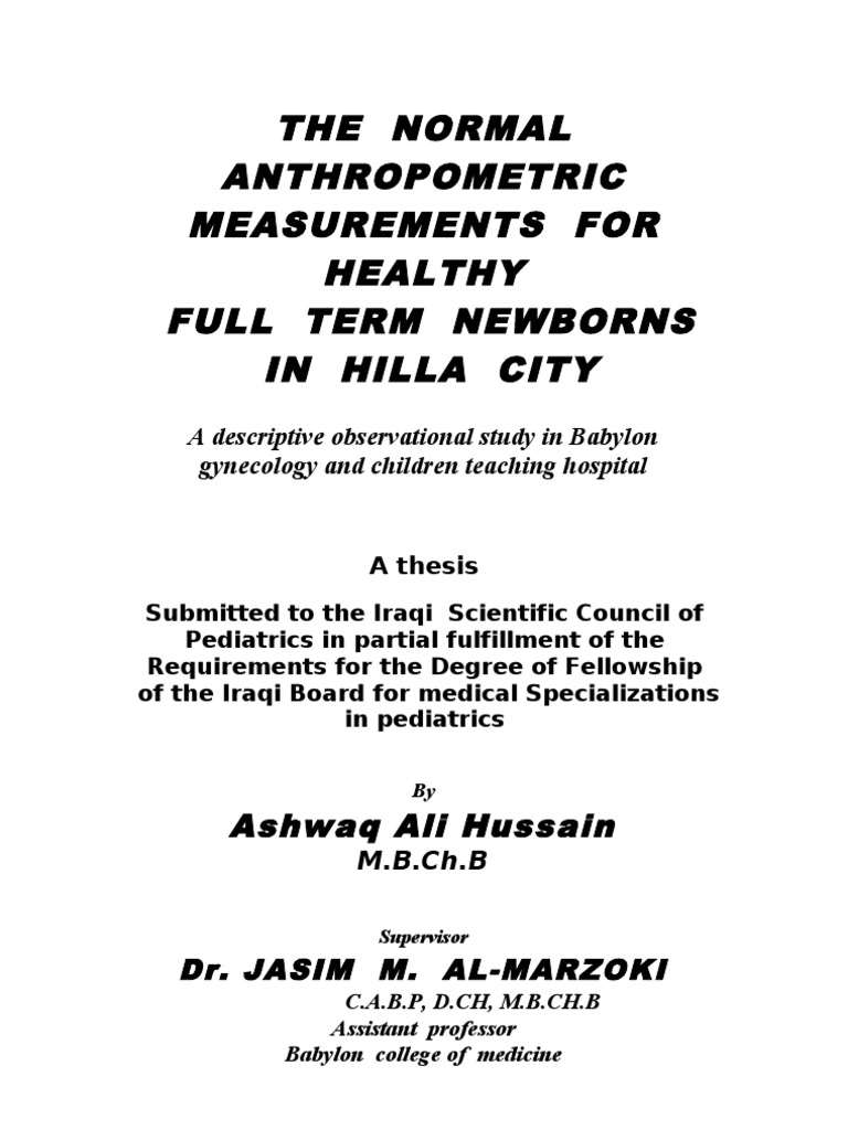 The Normal Anthropometric Measurements For Healthy | PDF | Percentile ...