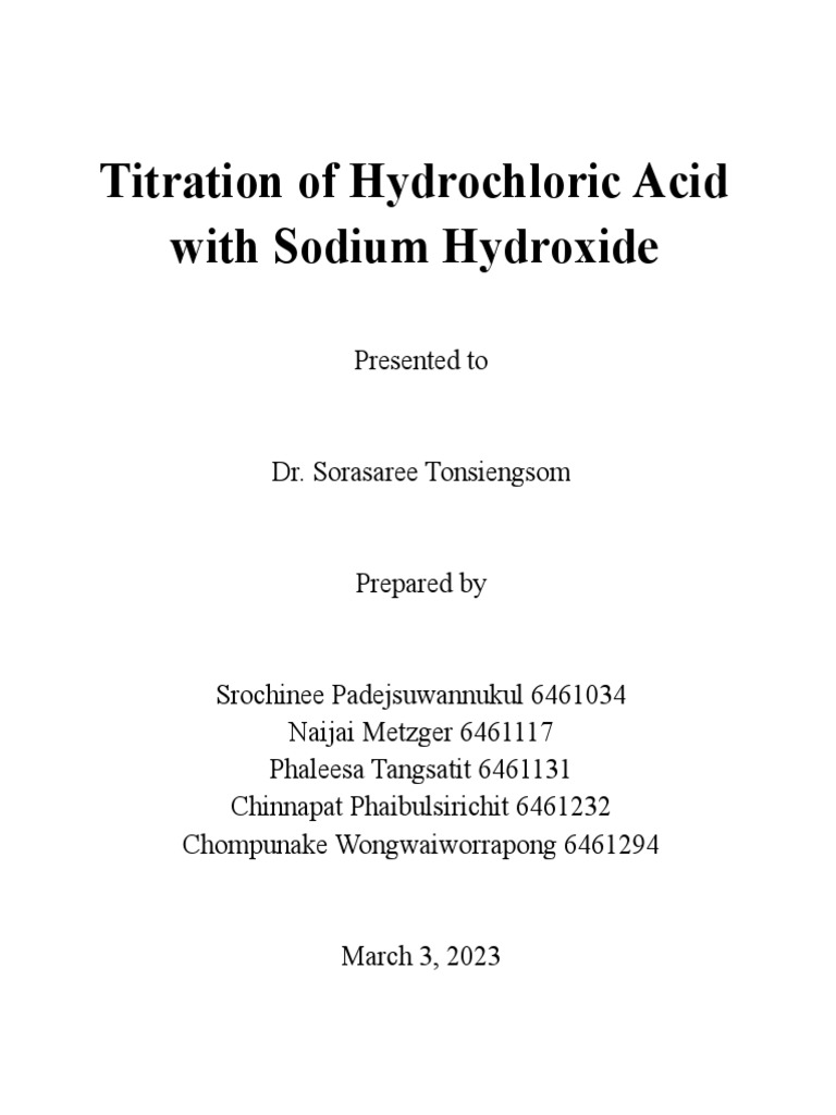 Lab Report - Titration of Hydrochloric Acid With Sodium Hydroxide 2