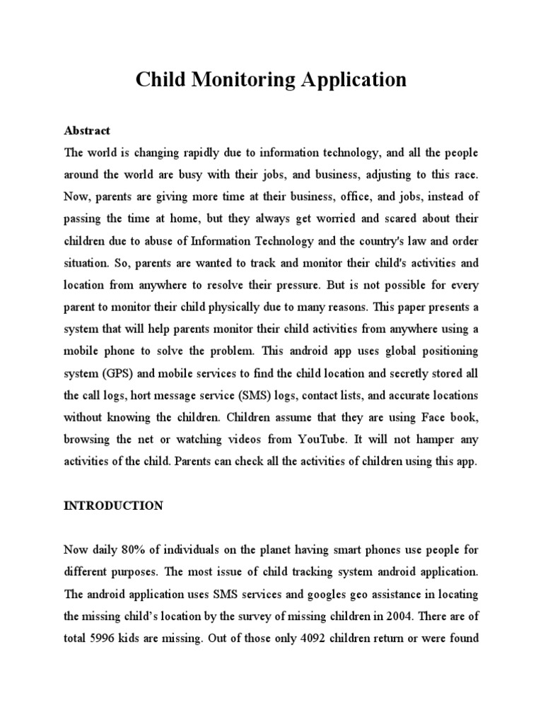 Child monitoring application pdf java programming language