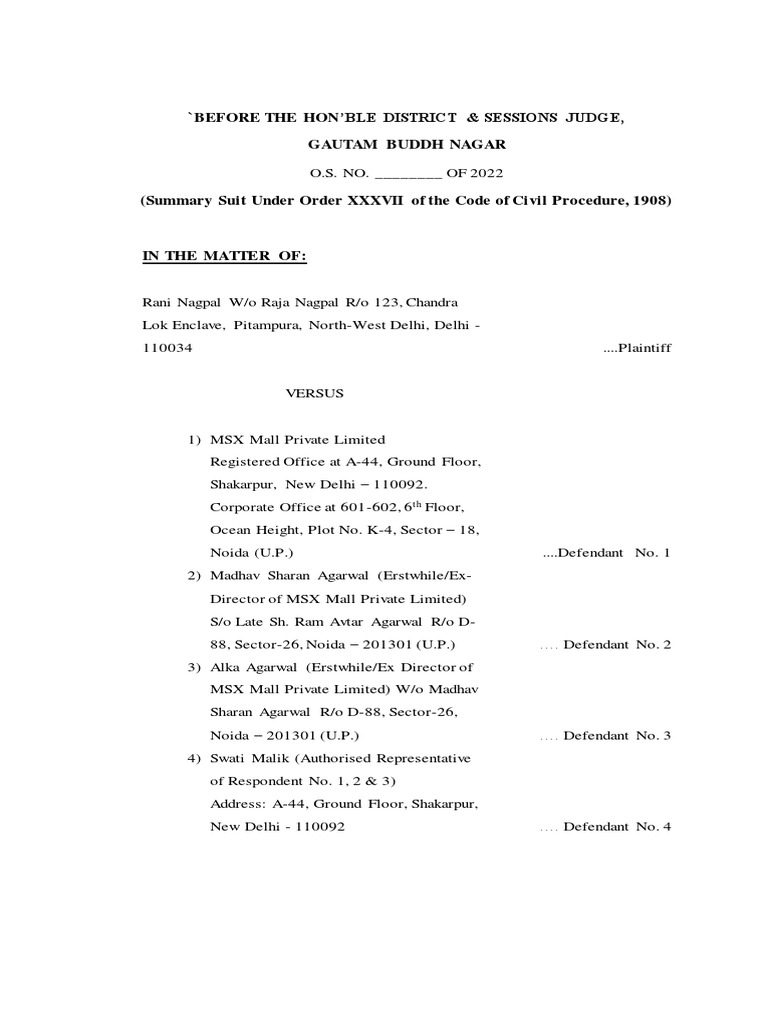 Suit For Debt Recovery Pdf Cheque Lawsuit