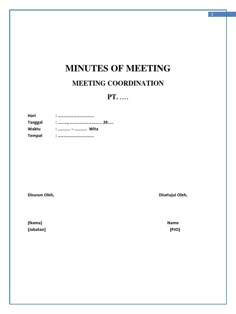 MOM - MEETING INTERETN FORM KOSONG (Blank) | PDF