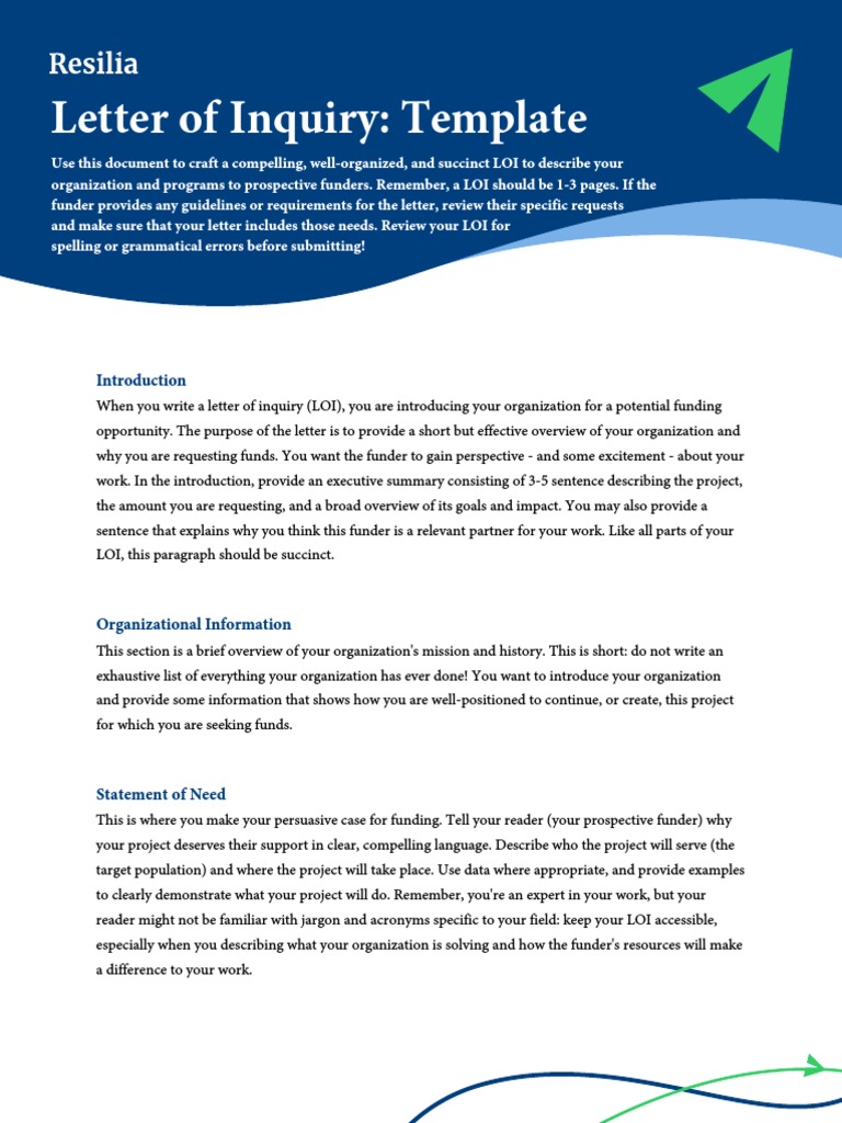 Resilia Resources - LOI Template | PDF | Finance & Money Management