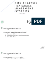 Systems Analysis & Database Management Systems: INFS7007