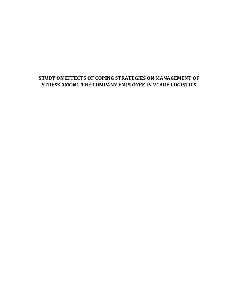 New STUDY ON EFFECTS OF COPING STRATEGIES ON MANAGEMENT OF STRESS AMONG ...