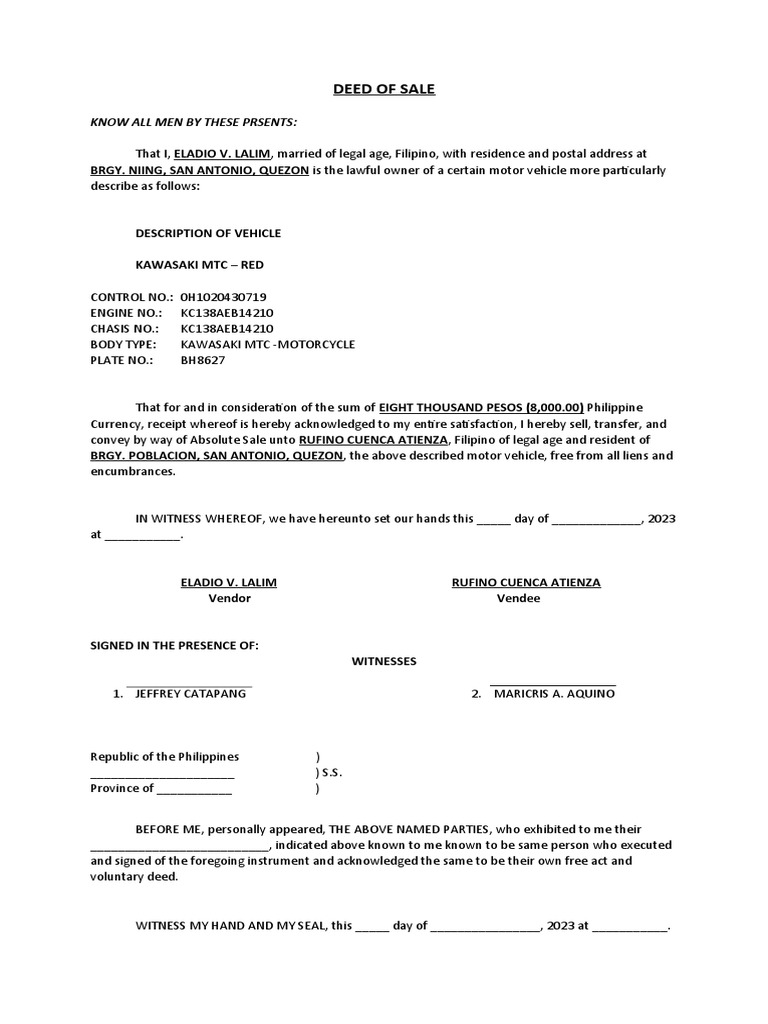 Notarial Deed Of Sale – Kunsill Nutarili Ta‘ Malta – KYHSV