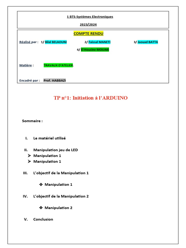 TP 1 Arduino Ta | PDF
