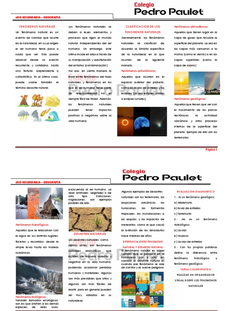 Clasificación de Fenómenos Naturales | PDF | Desastres naturales ...