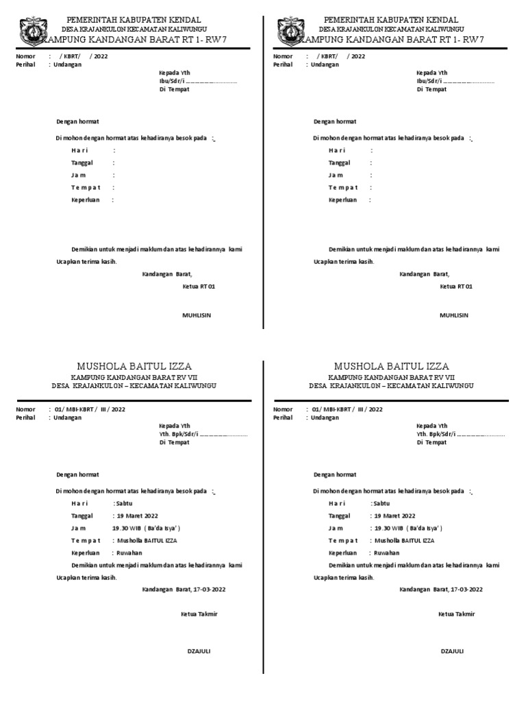 UNDANGAN RT | PDF