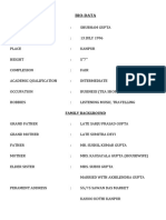 Shubham Gupta's Bio-Data