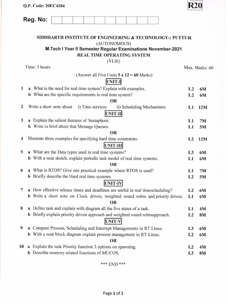 20EC4104 Real Time Operating System | PDF | Real Time Computing ...