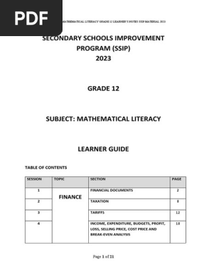 MATH LIT SESSION 1 - 4 LEARNER GUIDE 2023 ENGLISH