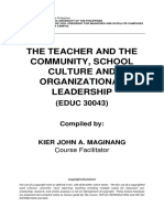 The Teacher and The Community, School Culture and Organizational Leadership