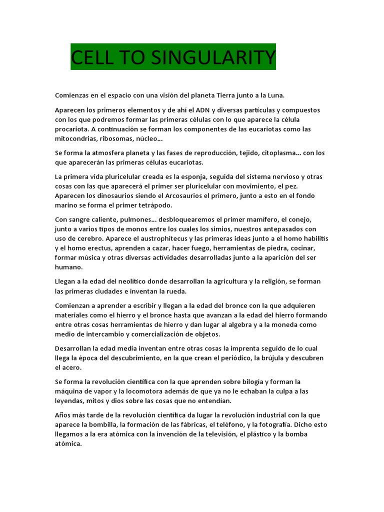 Cell To Singularity Pdf