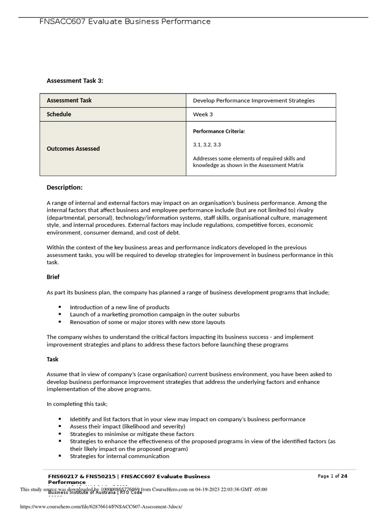 Business Performance Improvement Strategies | PDF