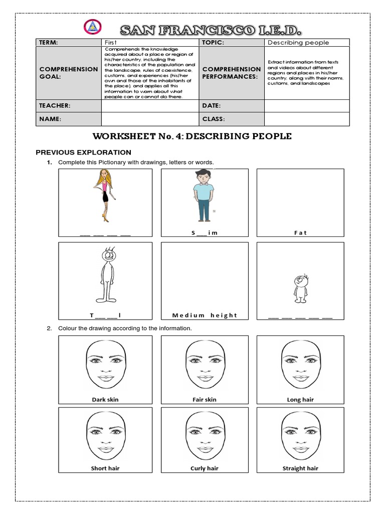 Describing People Worksheet | Download Free PDF | Hair | Linguistics