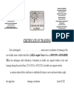 Certificate of Training: DLA. Has Undergone With Dedication A Formation in Health Care Support Worker in The Said