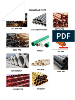 Plumbing Pipes: Cast Iron Pipe Galvanized Iron Pipe Copper Pipe