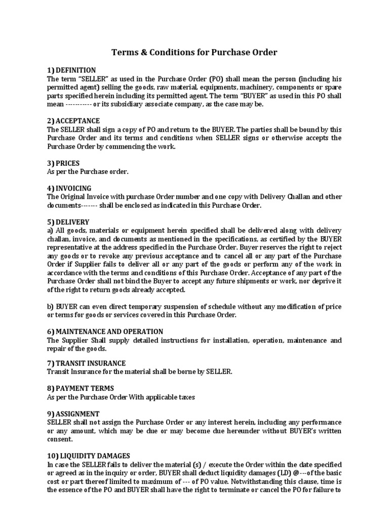 PO Terms and Conditions | PDF | Indemnity | Arbitration