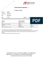 Certificado de Análise : Cliente: Karcher Industria E Comercio Limitada