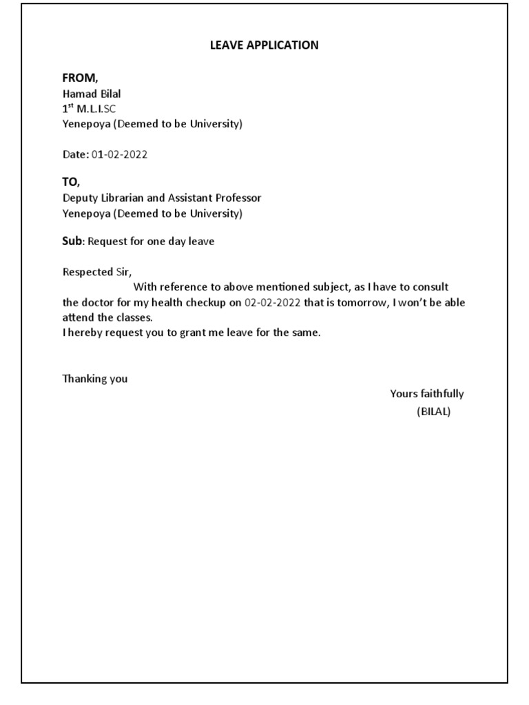 Leave Application From | PDF