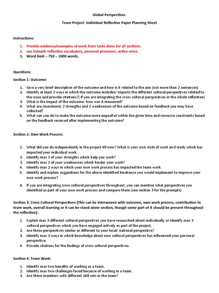TP Reflective Paper Writing Structured Sheet | PDF