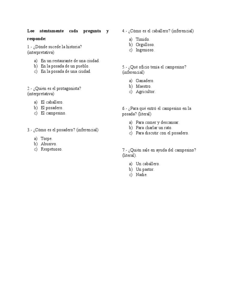 Lee Atentamente Cada Pregunta y Responde PDF
