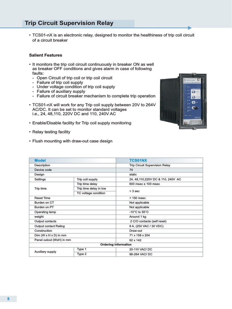 TCS01-nX Trip Circuit Supervision Relay | PDF | Relay | Alternating Current