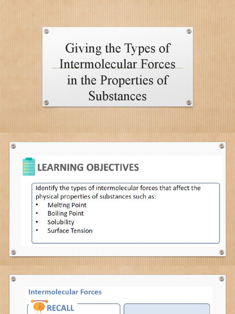 Lesson 18 Types of Intermolecular Forces in The Properties of ...