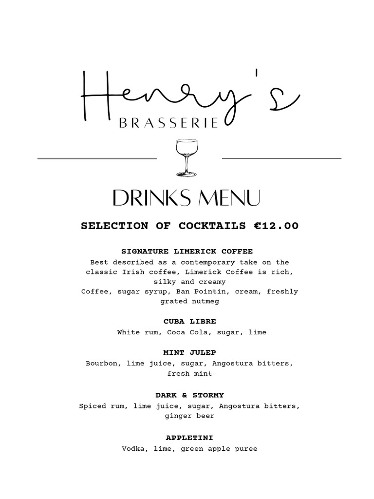 Henry's PDF Drink Alcoholic Drinks