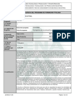 Informacion Básica Del Programa de Formacion Titulada: Mecanica Industrial