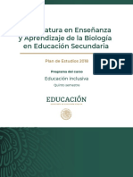 Programa Educación Inclusiva Secundaria Biología 2018 5 Semestre