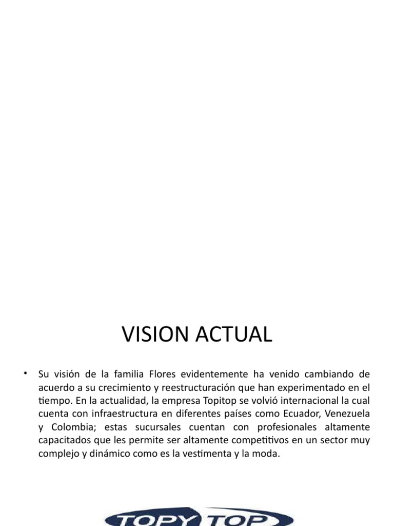 Misión y Visión de Topitop 2024 | PDF | Negocios | Estilo de vida