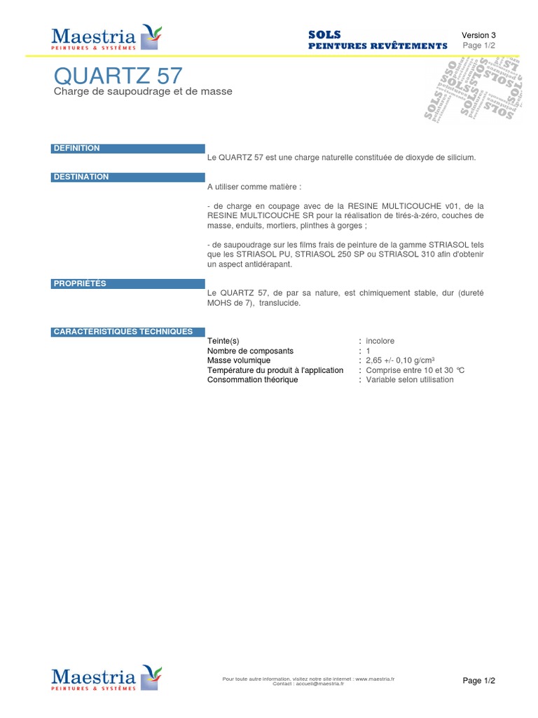 Fiche technique du Quartz 57 | PDF | Quartz | Matériaux