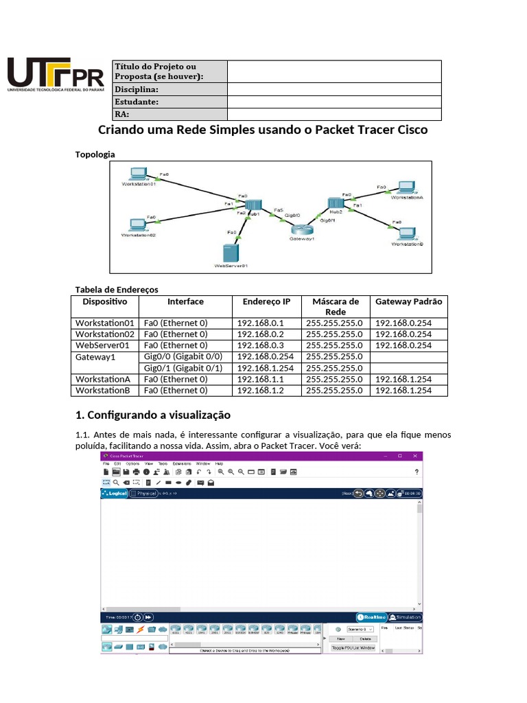 Rede Simples com Packet Tracer Cisco | PDF | Rede de computadores ...
