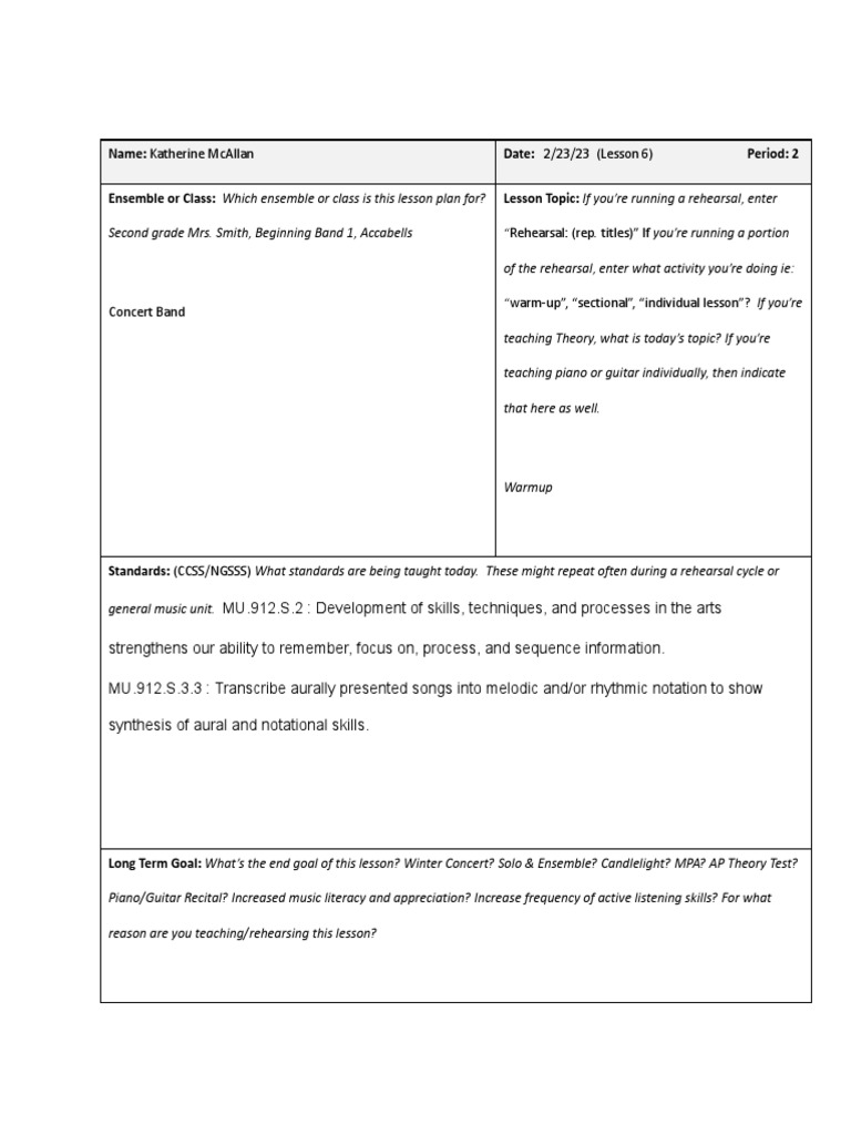 formative assessment 1 and 2 PDF Differentiated Instruction Brass Instruments