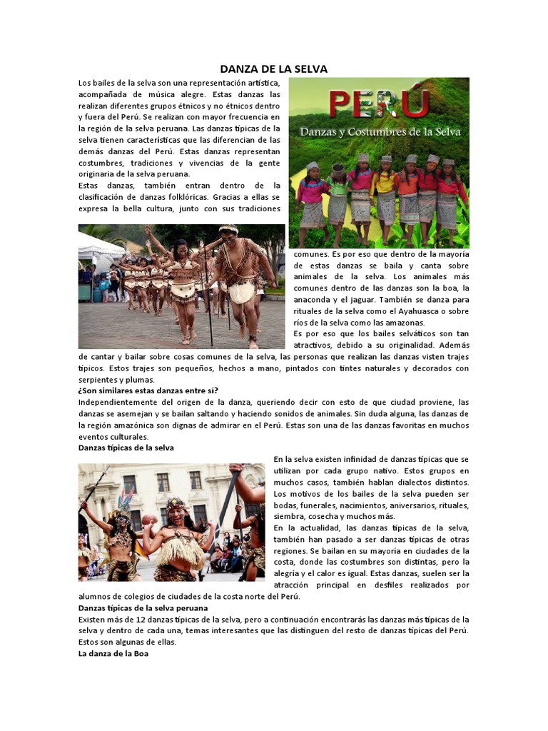 Danzas Típicas De La Selva Peruana Pdf Bailes Selva Amazónica 