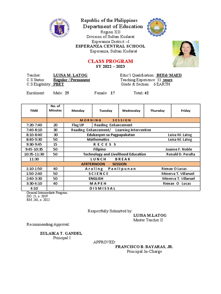 Class Program Blended Pdf