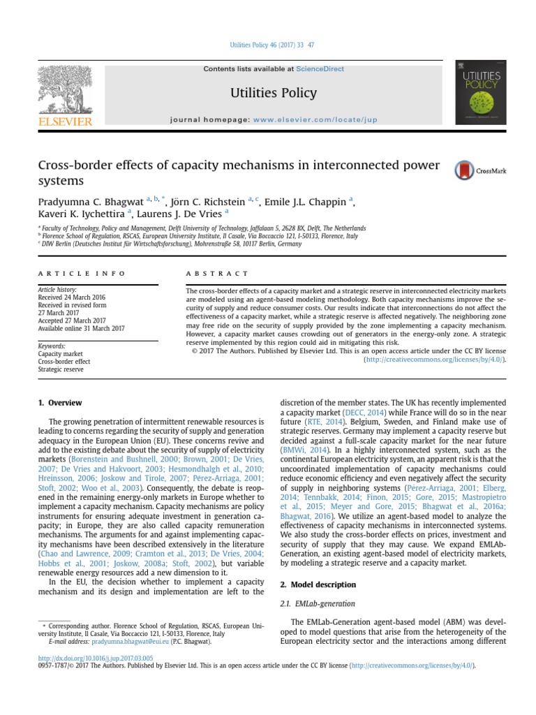 Cross Border Effects Of Capacity Mechanisms In Interconnected Powe Pdf