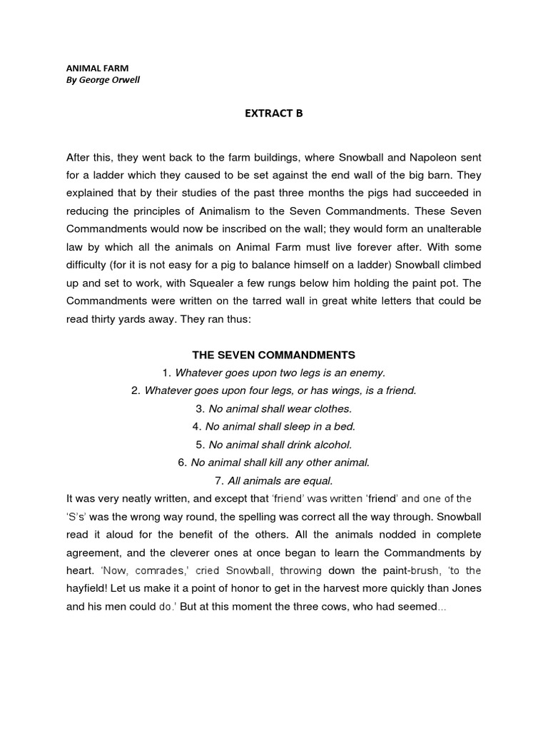 Seven Commandments of Animal Farm | PDF