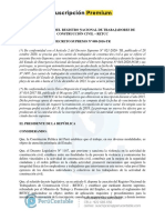 Reglamento Del Registro Nacional de Trabajadores de Construcción Civil - Retcc DECRETO SUPREMO #009-2016-TR