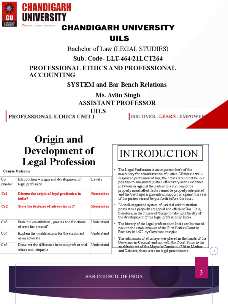 Professional Ethics U 1 Pdf Lawyer Advocate