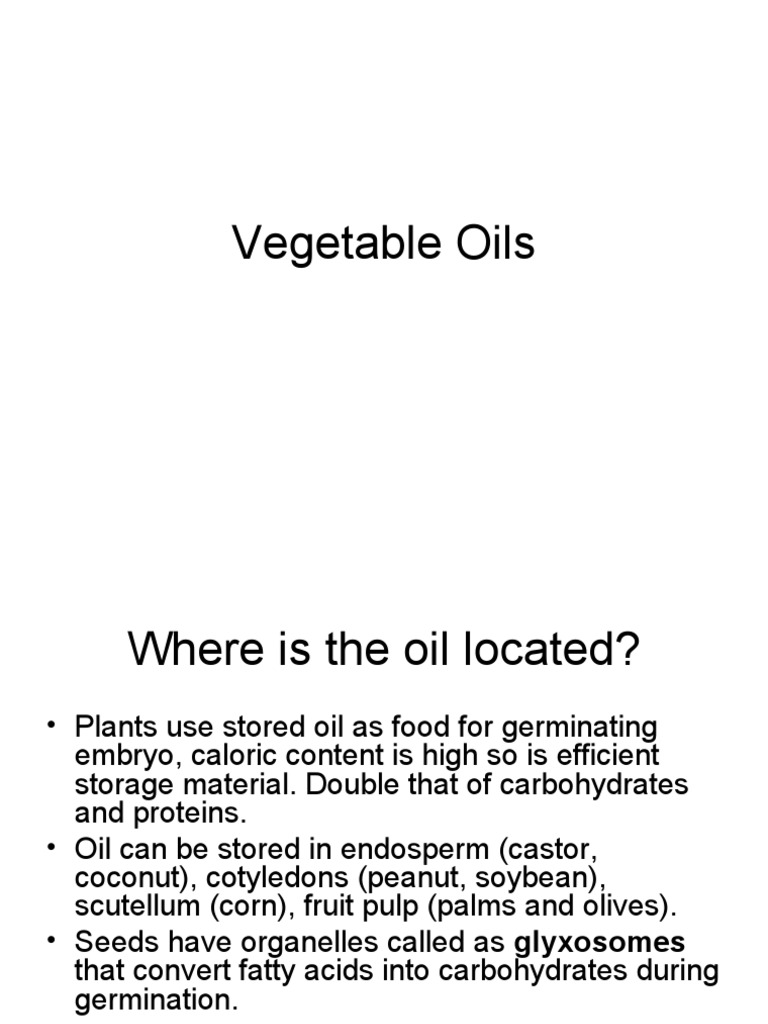 Vegetable Oils PDF Vegetable Oil Fat