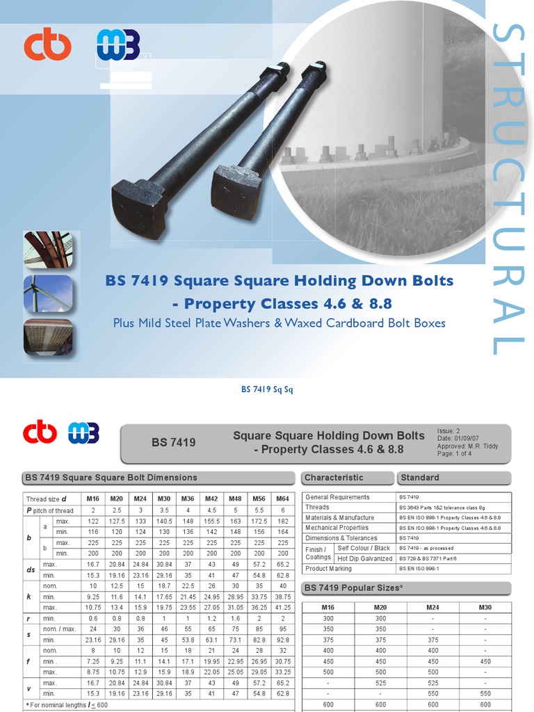 HD Bolts BS_7419 Screw Ultimate Tensile Strength