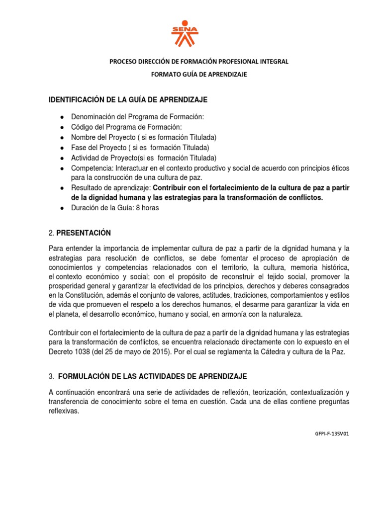 Guía para Fortalecer Cultura de Paz | PDF | Conflicto (proceso) | Paz