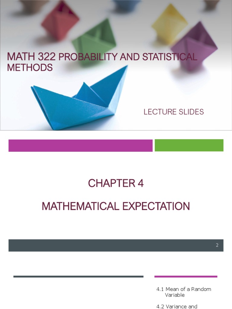 Mathematical expectation and variance of random variables pdf
