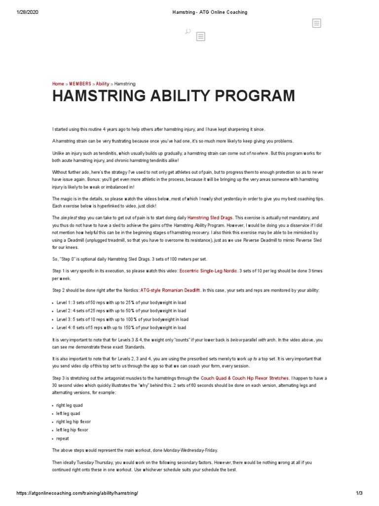 Hamstring Ability Program | PDF | Musculoskeletal System