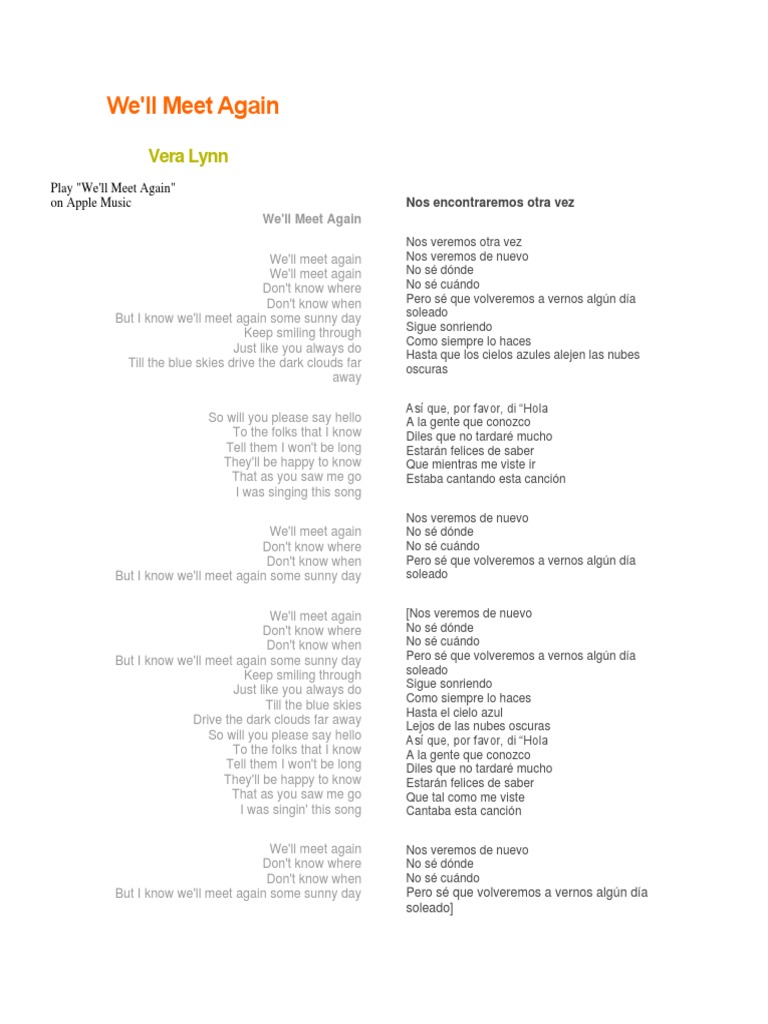 Vera Lynn We Ll Meet Again Pdf